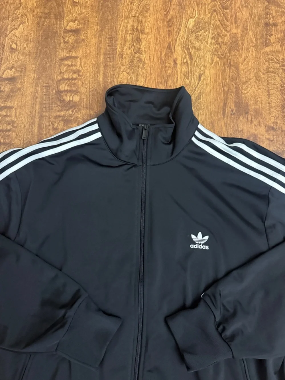 adidas Men’s Black Track Jacket with White 3-Stripes Size XL